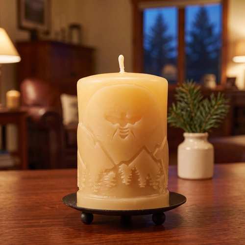 'Moonlight Mountain' Beeswax Pillar 3" x 4"