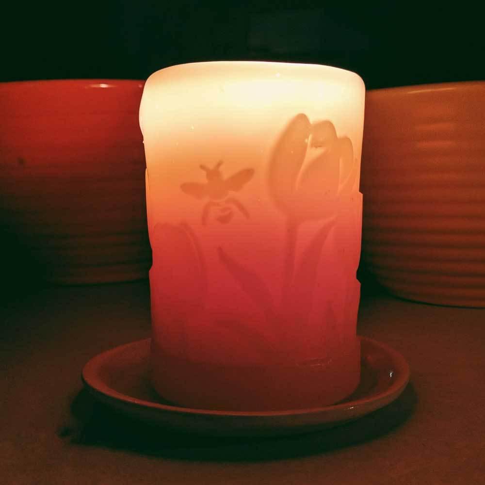 Beeswax Pillar Tulips 3" x 4" - Big Moon Beeswax