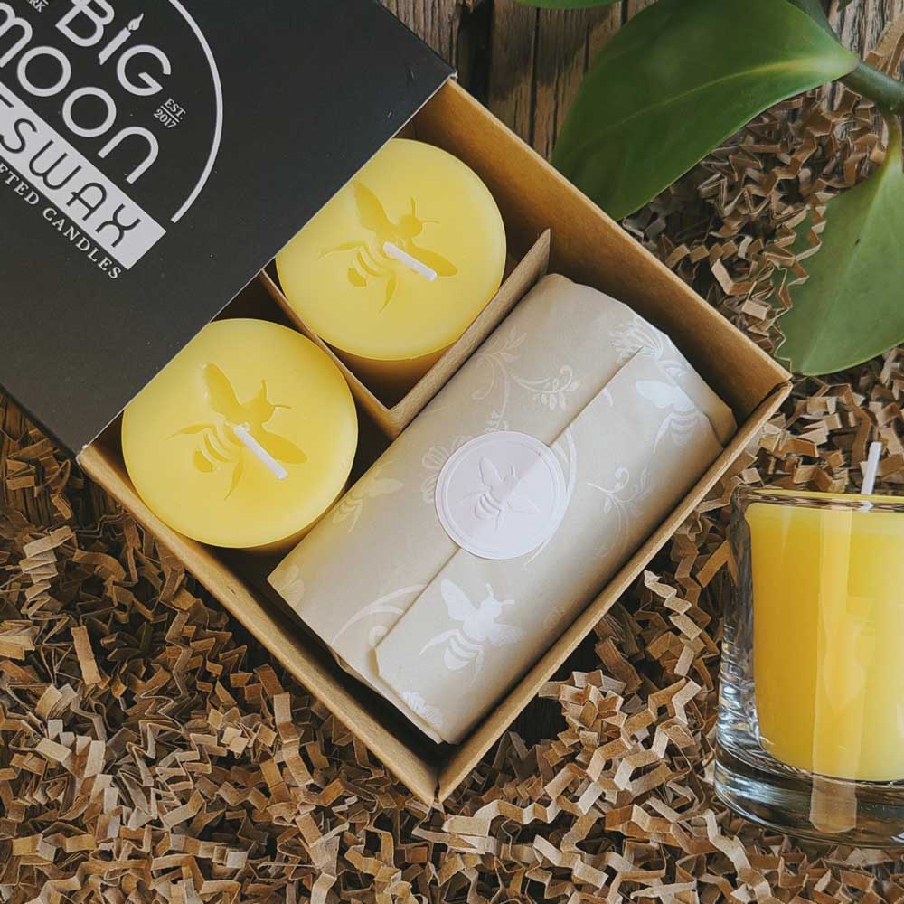 'Bee Happy' Beeswax Votive Gift Set