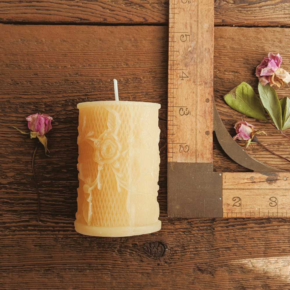 Beeswax Mini Pillar Rose - Big Moon Beeswax