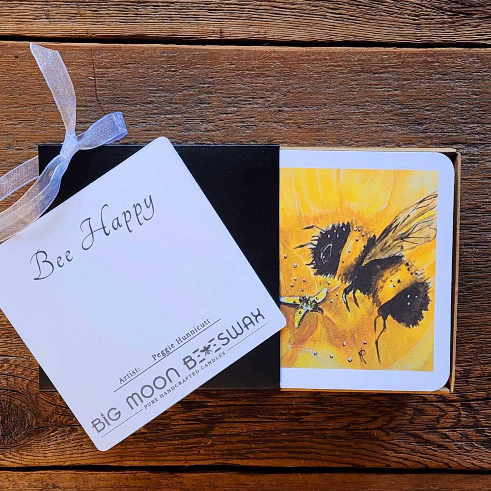 Bee Happy beeswax votive gift set, open box view