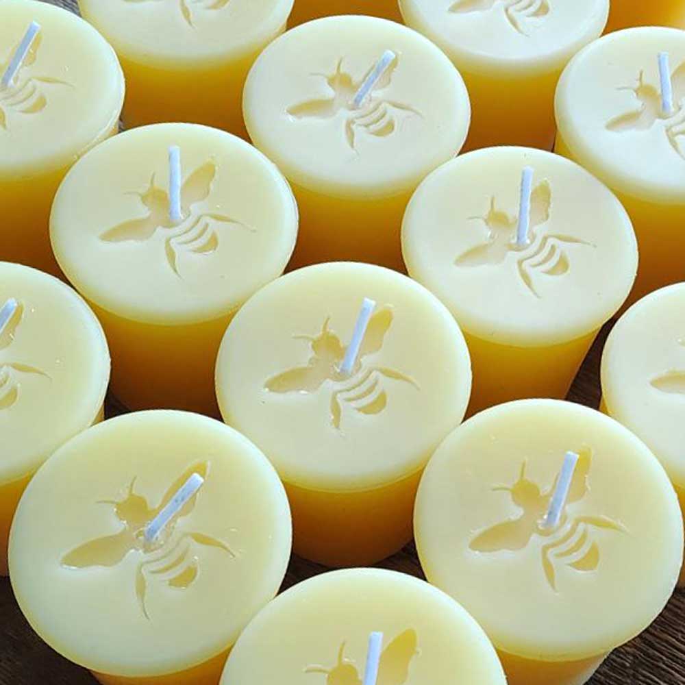 Bee Cozy combo set: beeswax tea lights and votives in the Big Moon Beeswax box