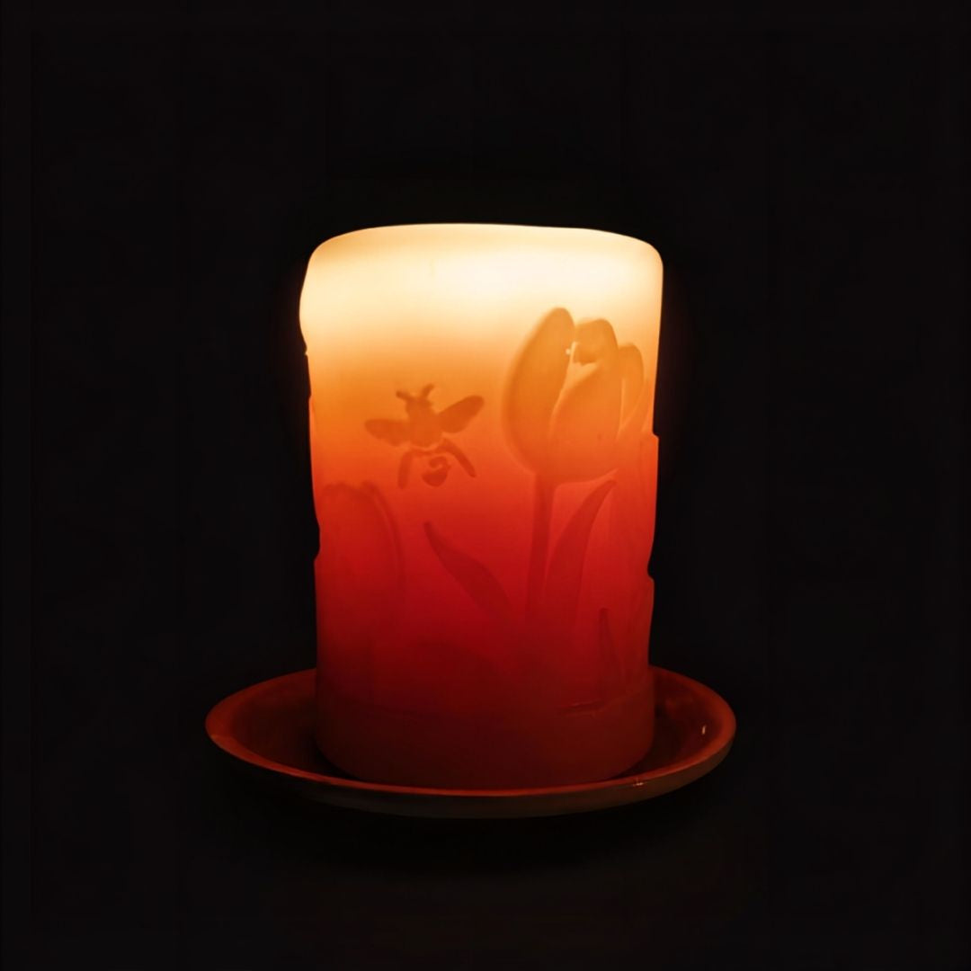 'Tulips' Beeswax Pillar 3" x 4"