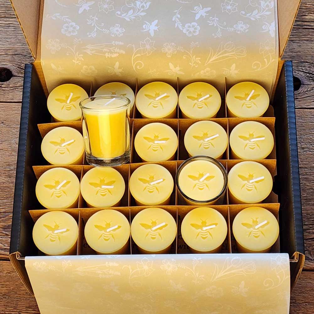 Pure beeswax votive candles from Big Moon Beeswax