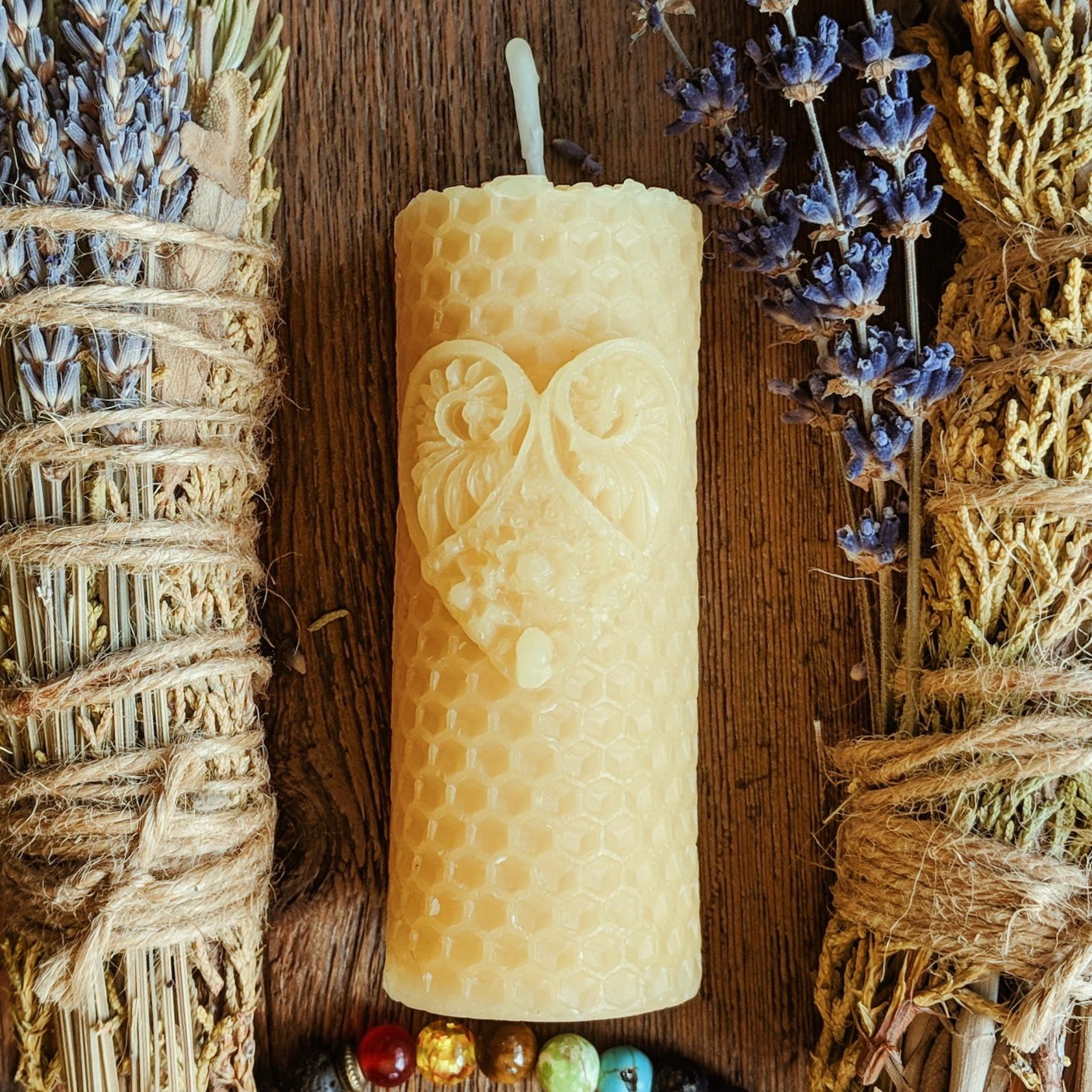 Beeswax Mini Pillar Filigree Heart - Big Moon Beeswax