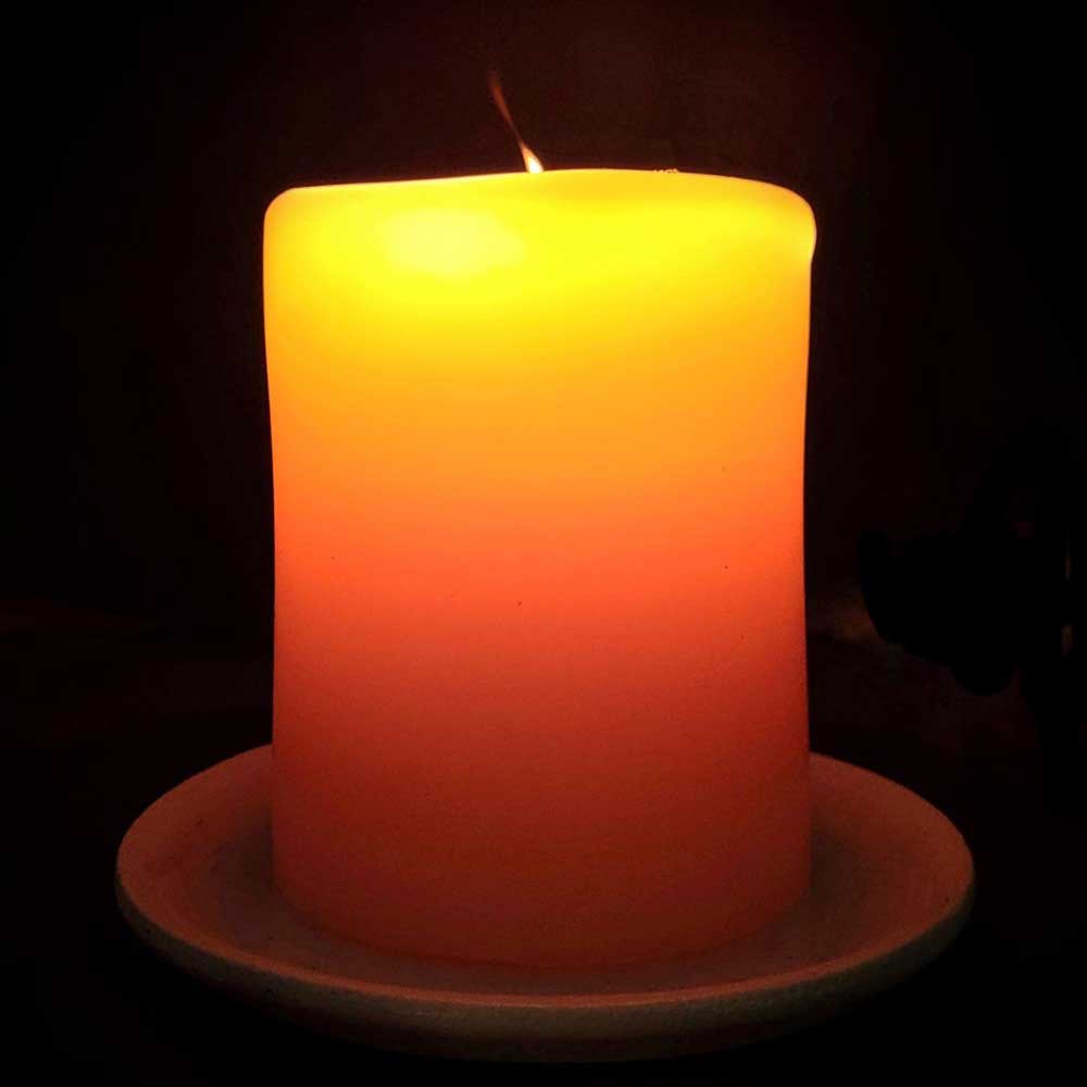 'Timeless' smooth beeswax pillar candle, front view