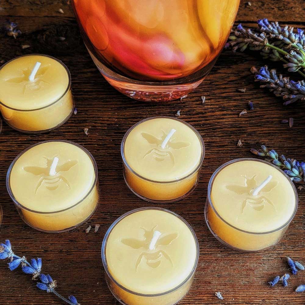 Brighten up your favorite candle holders with 100% pure beeswax tealights from Big Moon Beeswax