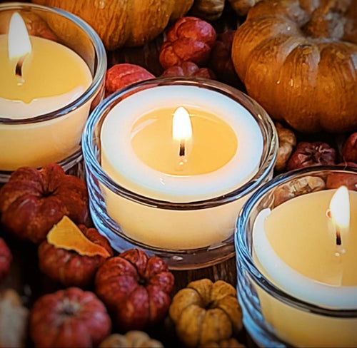 100% pure beeswax tea lights from Pacific Northwest apiaries. 