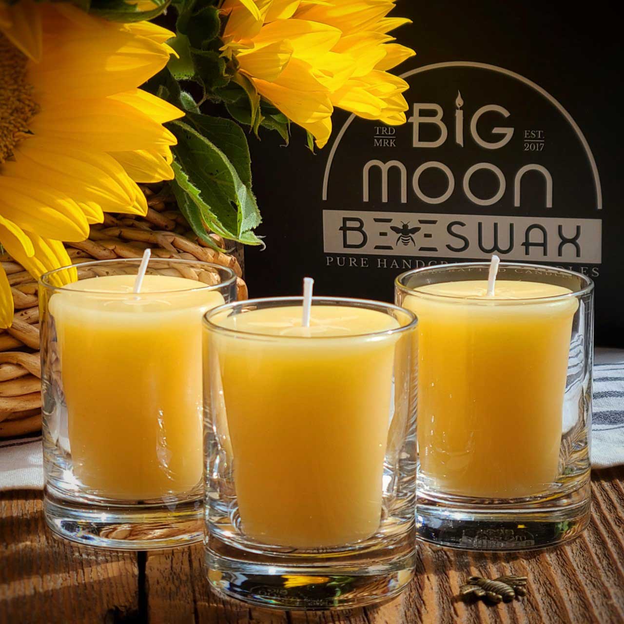 beeswax votive candles in glass votive holders