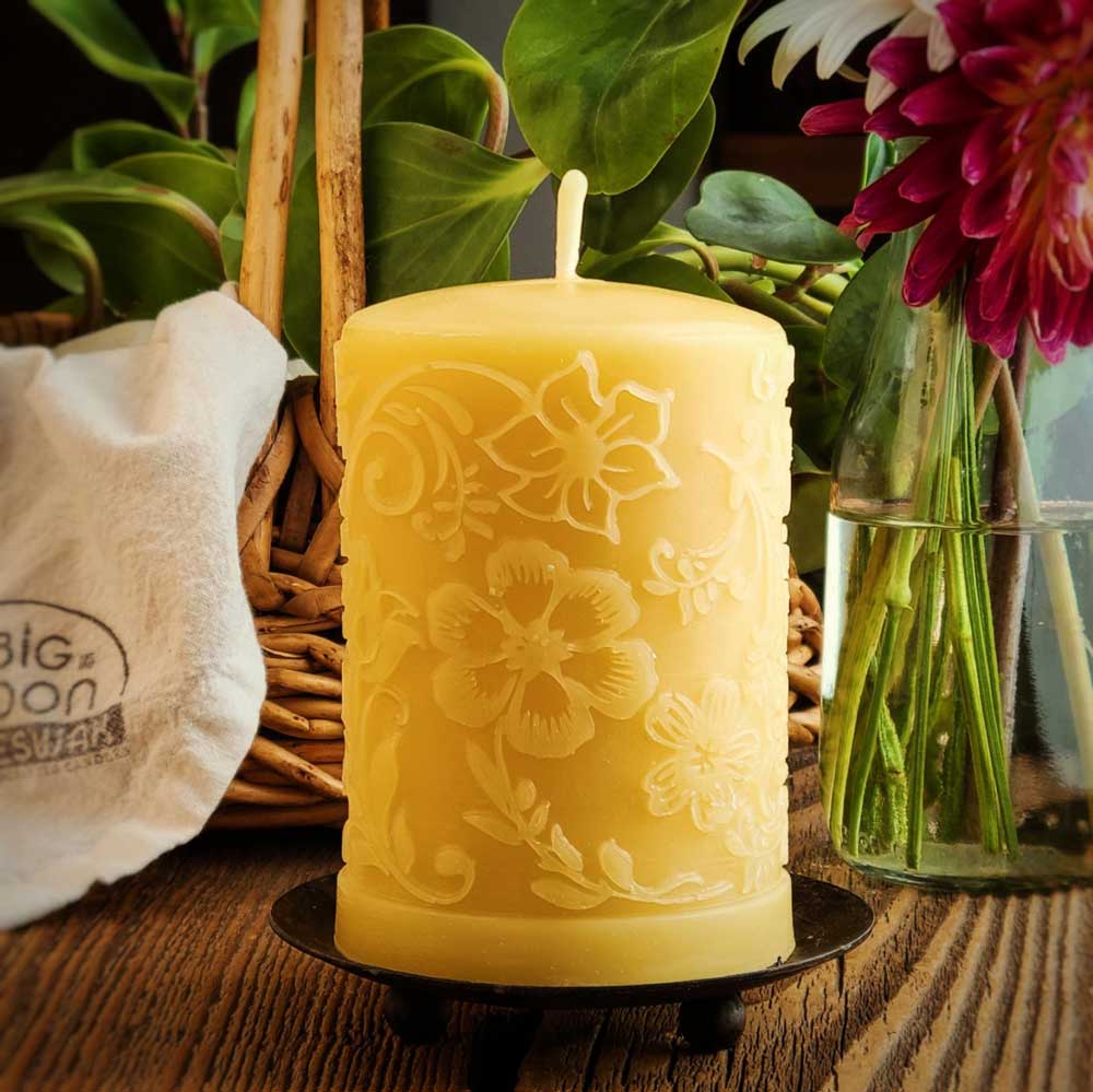 'Into the Garden!' 3"x4" Beeswax Pillar