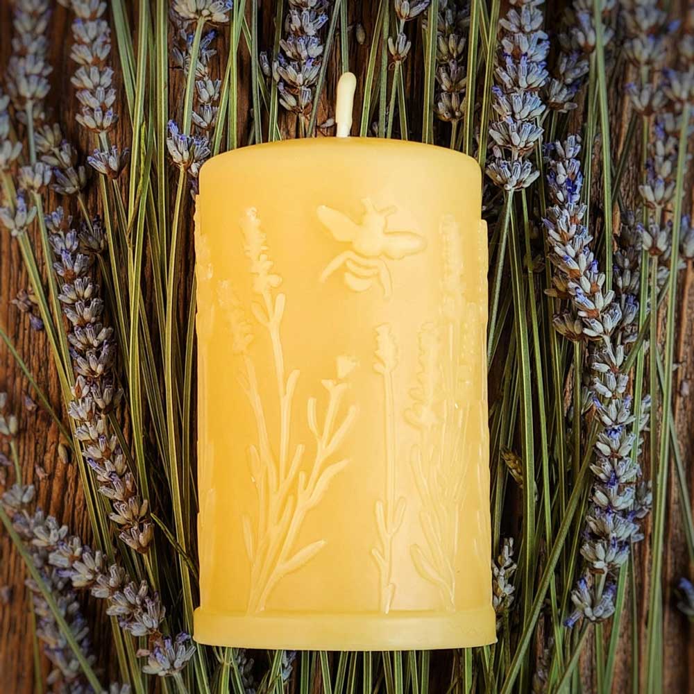 Beeswax Pillar Lavender Lovers 2.25" x 4"