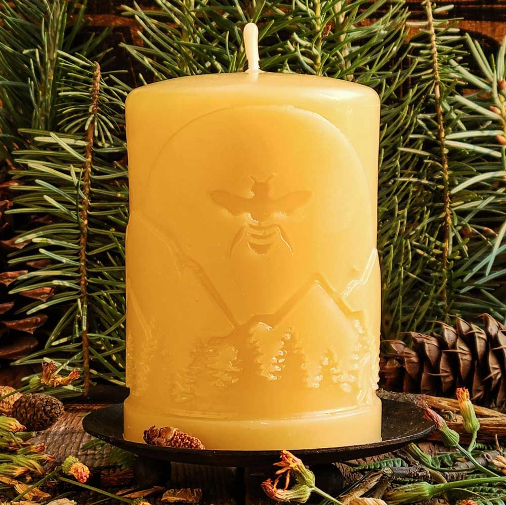 'Moonlight Mountain' 3"x 4" Beeswax Pillar