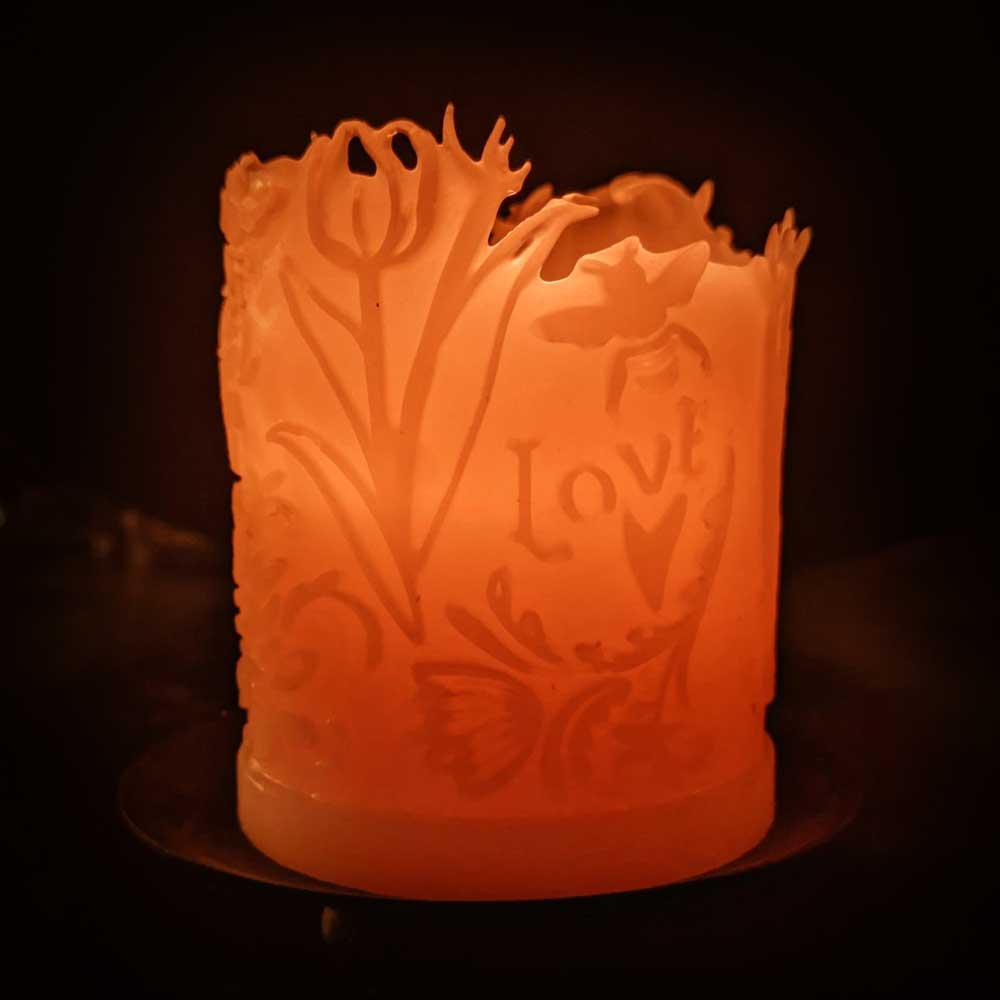 'Into the Garden!' 3"x4" Beeswax Pillar