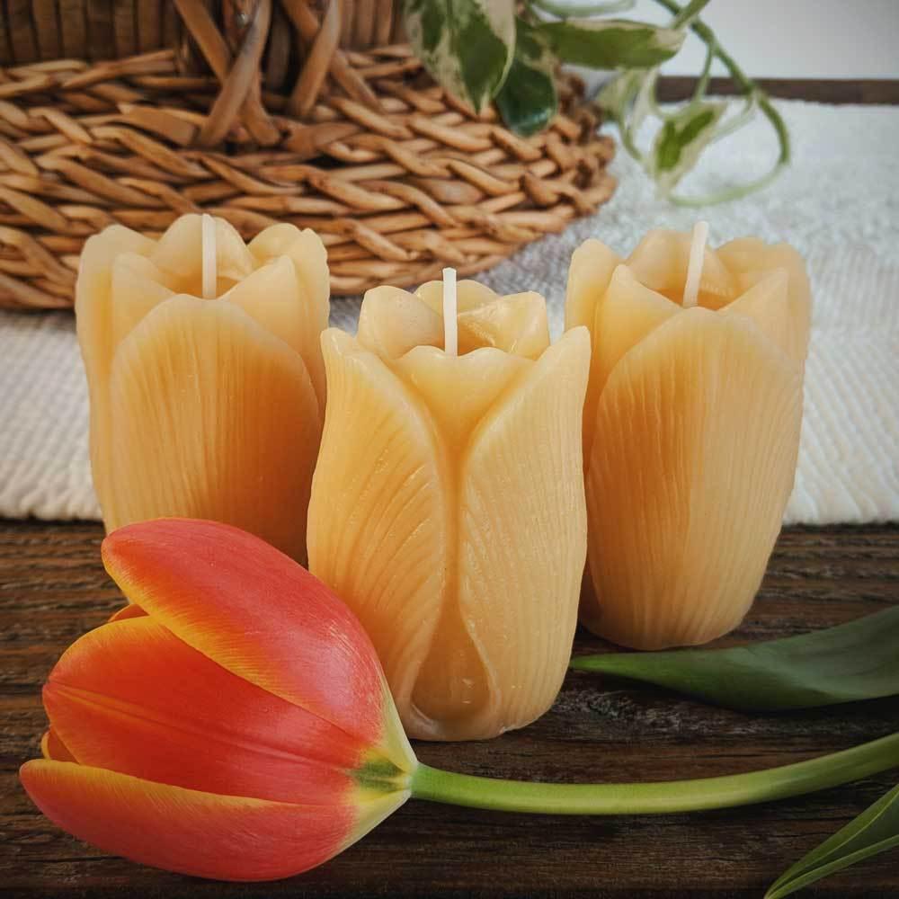 Beeswax Mini Pillar Tulip - Big Moon Beeswax