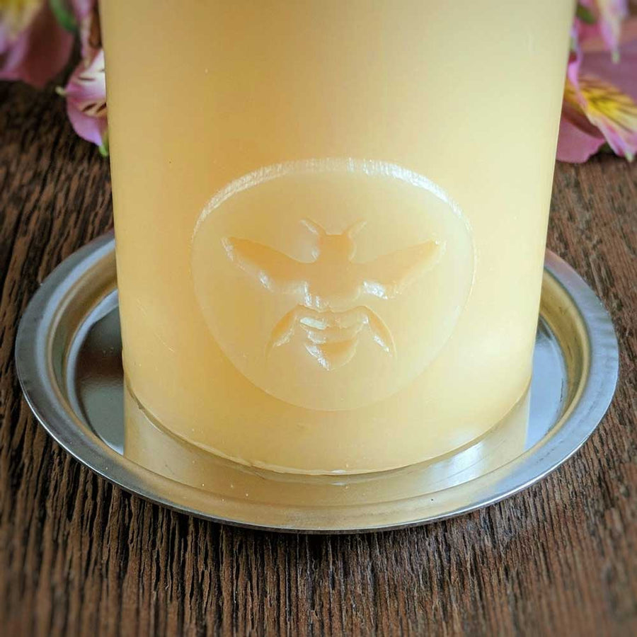 Candle Plate Polished Stainless Steel 3" - Big Moon Beeswax