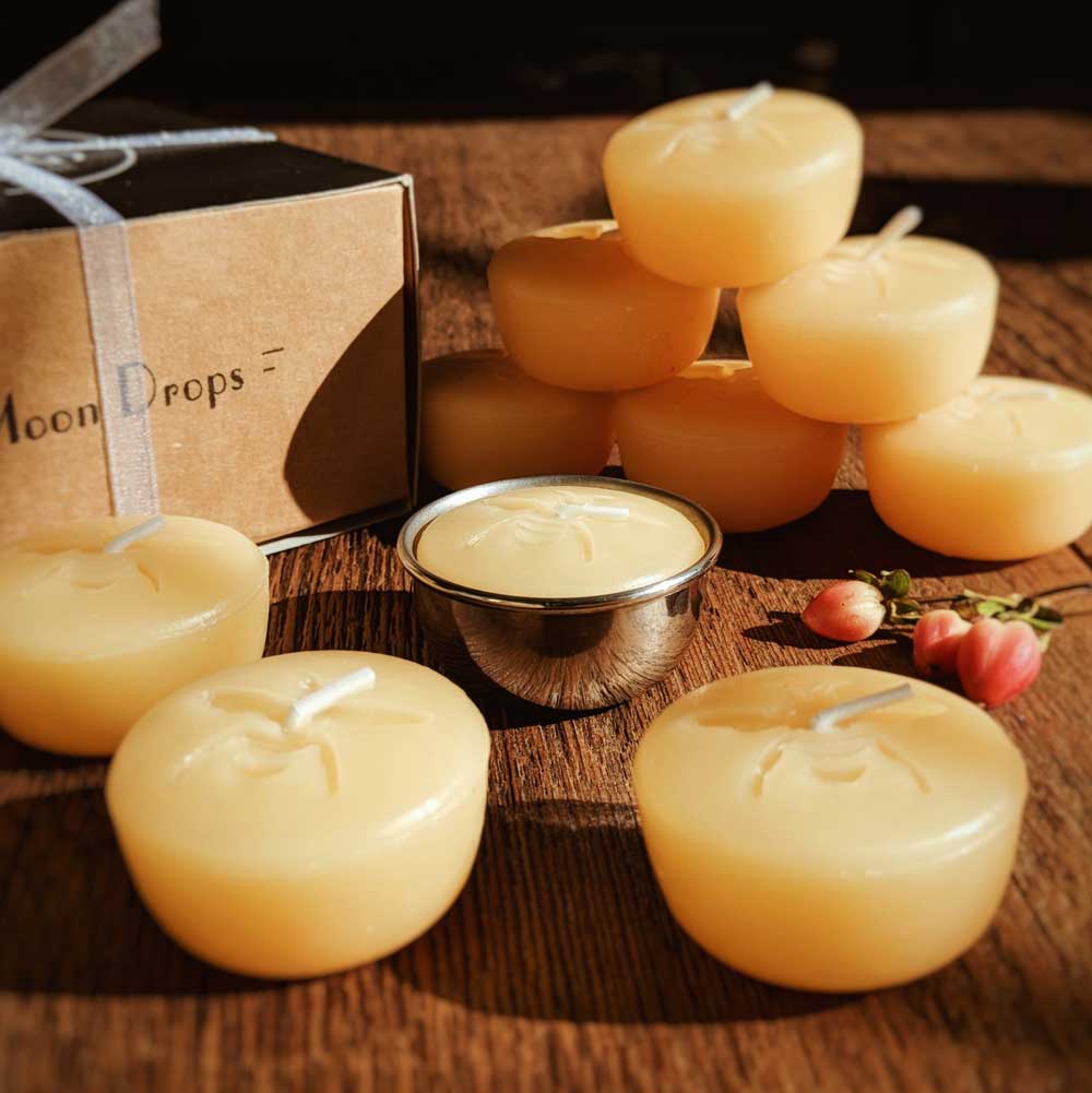 Beeswax Tealight Moon Drops - Big Moon Beeswax