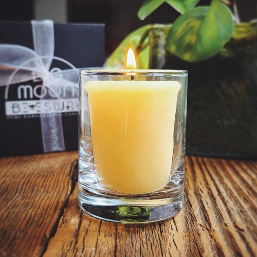 Bee Happy beeswax votive gift set with bee card