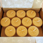 Beeswax tea light candles in clear cups from Big Moon Beeswax