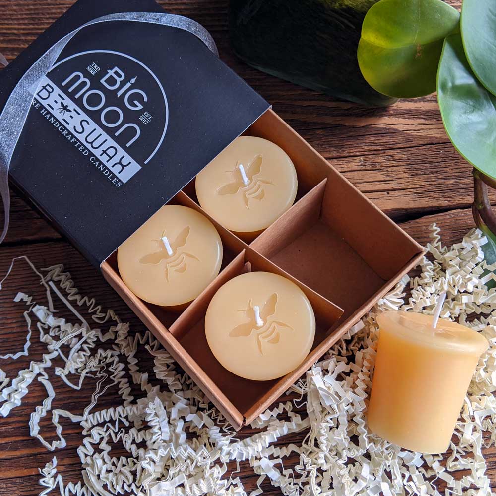 4pck Mini Votive Pure Beeswax Candles